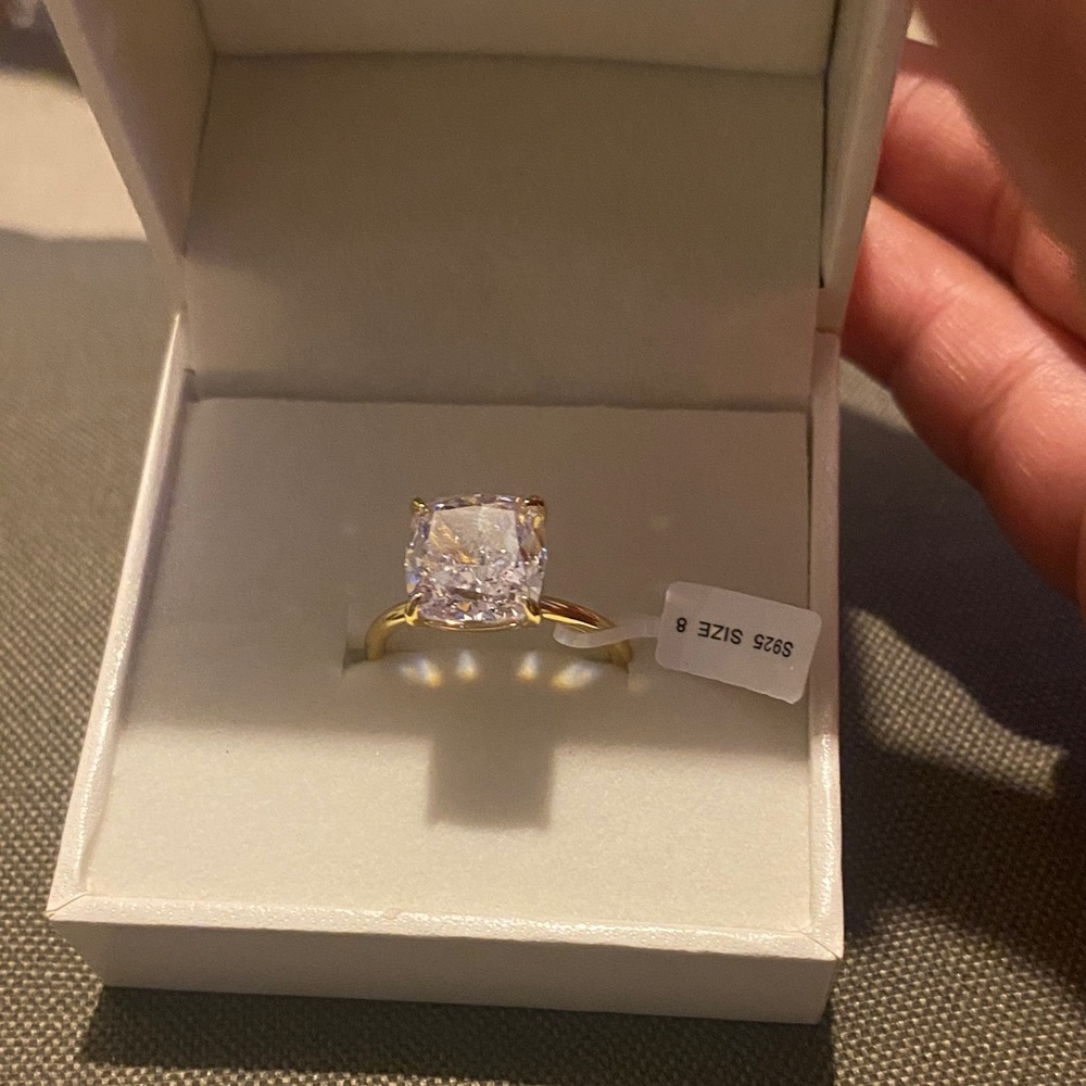 Gold and Silver Women's Ring with Clear Stone